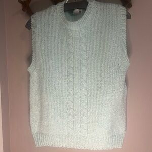 Vintage Icy Blue grandmacore Sweater Vest medium Cottagecore